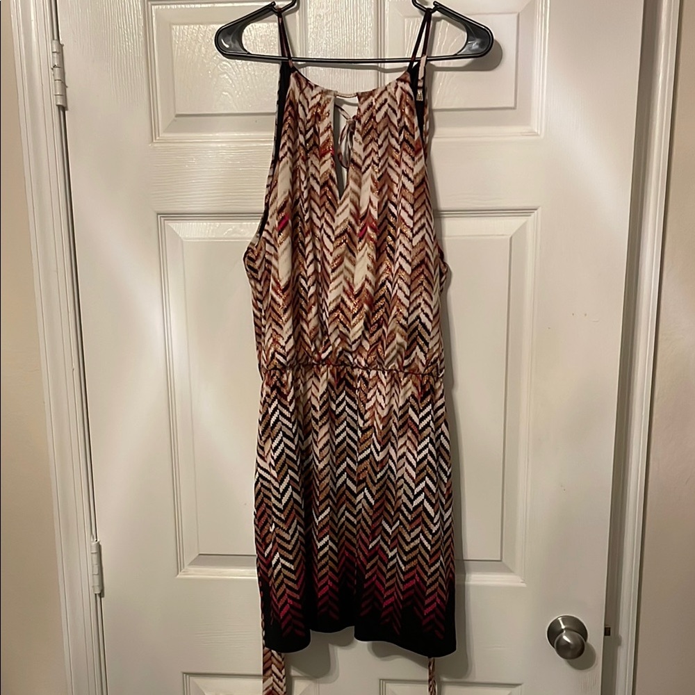 White House Black Market - Metallic Chevron Patterned Sleeveless Dress - XL